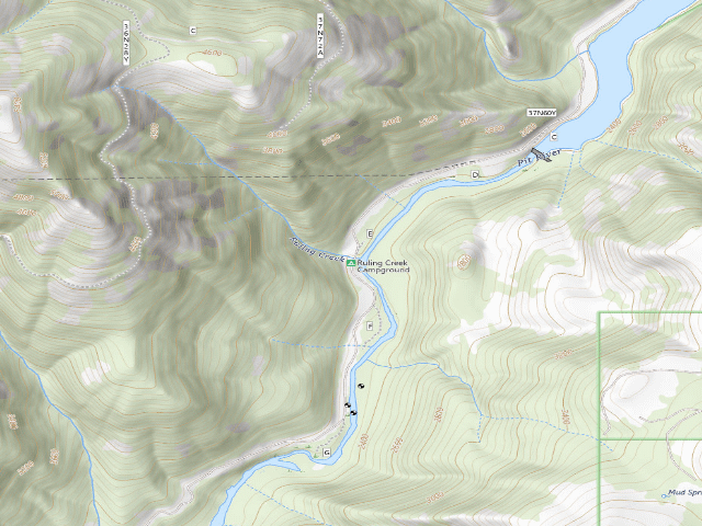 USGS topographic map of Ruling Creek Campground