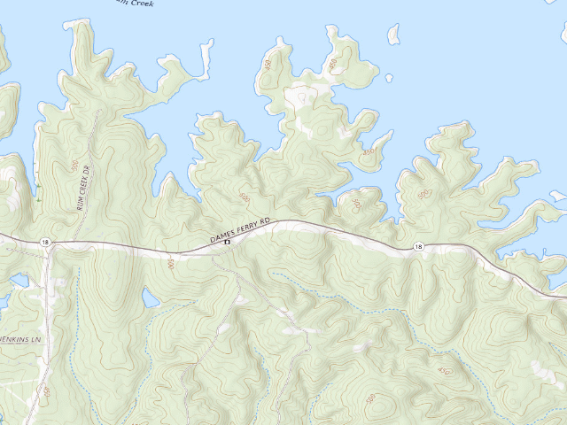 USGS topographic map of Rum Creek WMA Primitive Campground #1