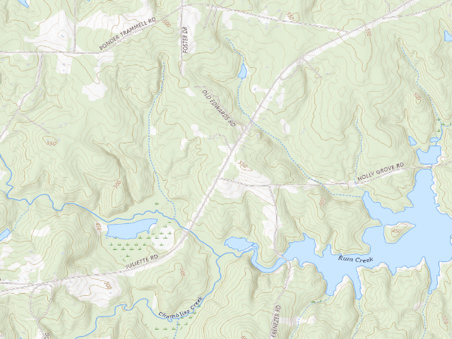 USGS topographic map of Rum Creek WMA Primitive Campground #2