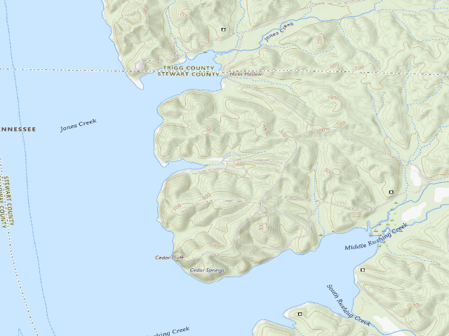 USGS topographic map of Rushing Creek Camping Area
