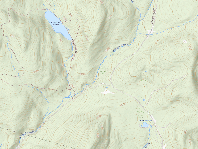 USGS topographic map of Russell Brook Primitive Campsite [DEC #20969] (Delaware Wild Forest)