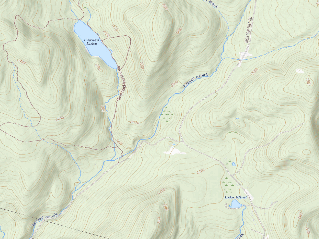 USGS topographic map of Russell Brook Primitive Campsite [DEC #20973] (Delaware Wild Forest)
