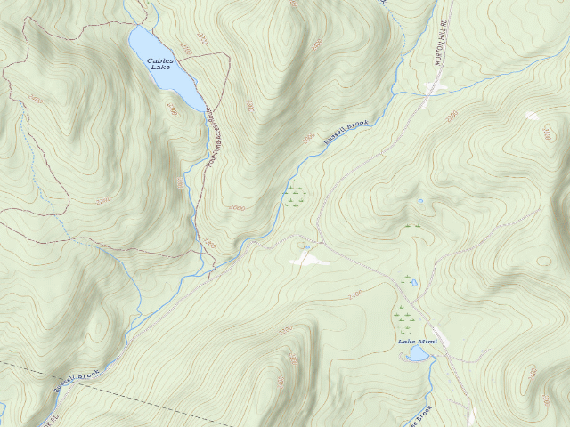 USGS topographic map of Russell Brook Primitive Campsite [DEC #20975] (Delaware Wild Forest)