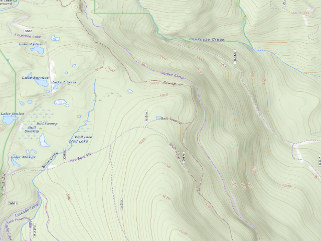 USGS topographic map of Rye Spur Horse Camp