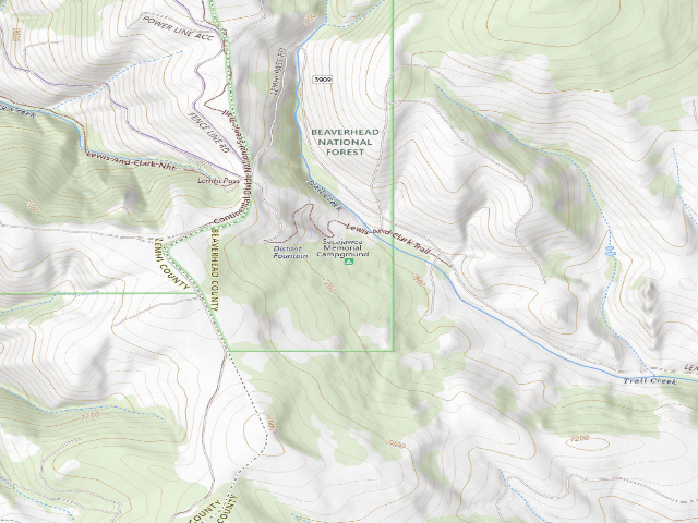 USGS topographic map of Sacajawea Memorial Campground