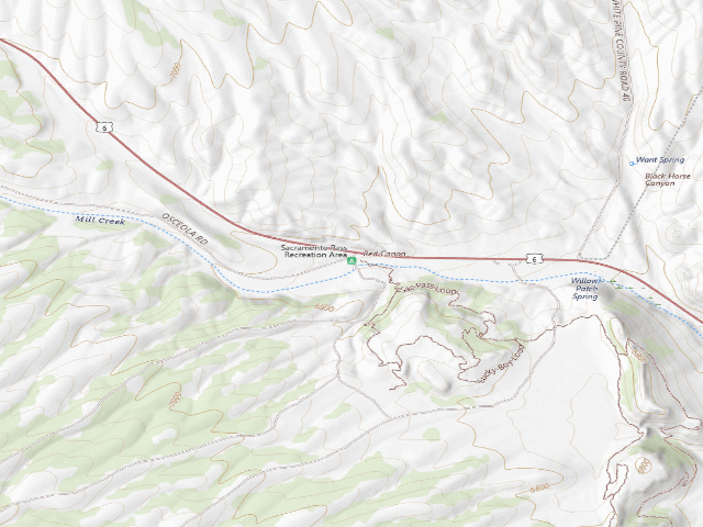 USGS topographic map of Sacramento Pass Recreation Area