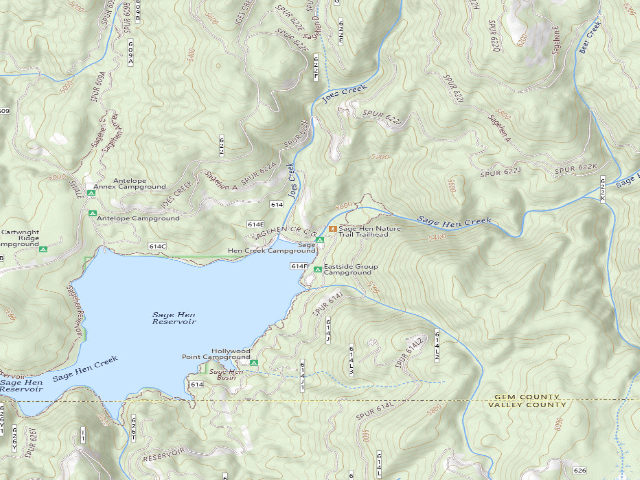 USGS topographic map of Sage Hen Creek Campground