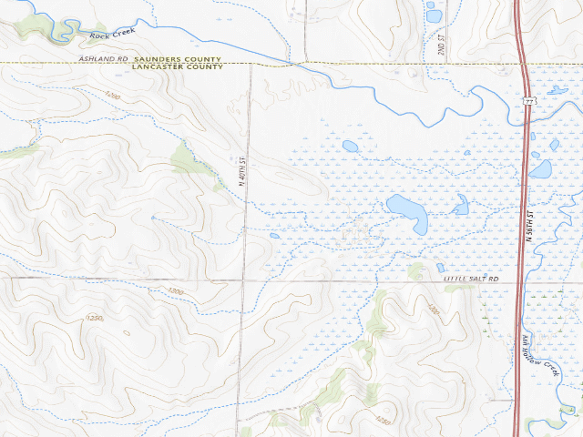 USGS topographic map of Saline Meadows Public Access Area (PF)
