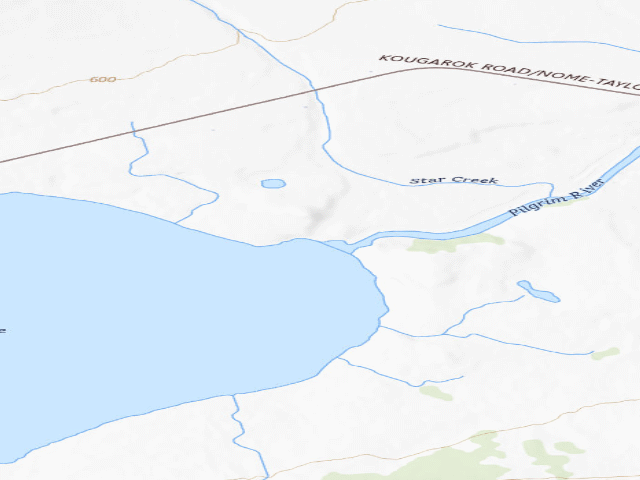 USGS topographic map of Salmon Lake Campground (Nome-Kougarok Road)