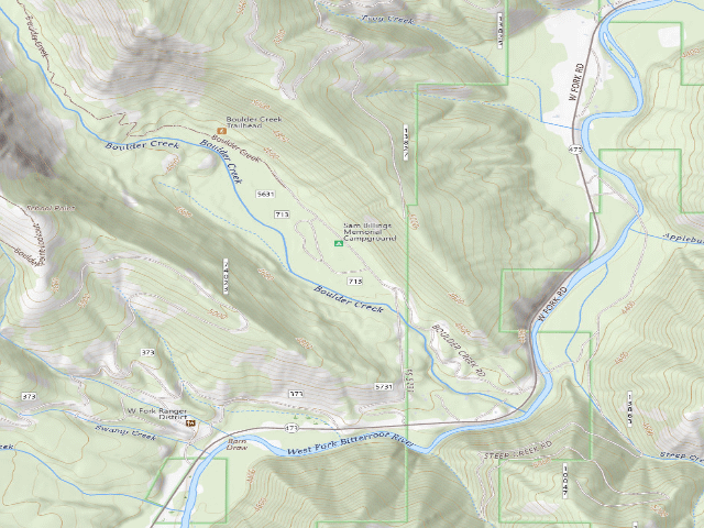 USGS topographic map of Sam Billings Memorial Campground