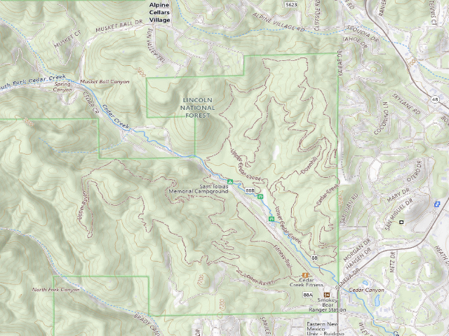 USGS topographic map of Sam Tobias Memorial Group Campground