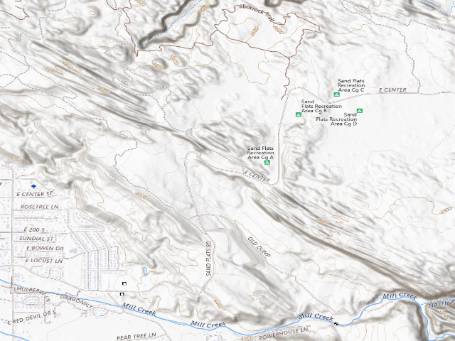 USGS topographic map of Sand Flats Recreation Area