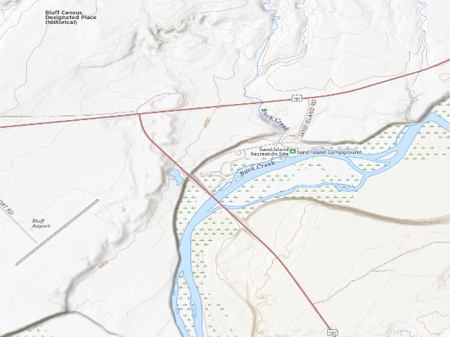 USGS topographic map of Sand Island Campground