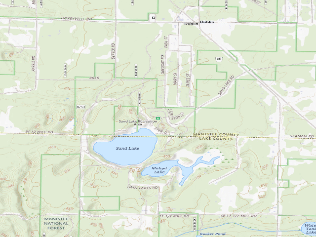 USGS topographic map of Sand Lake Recreation Area