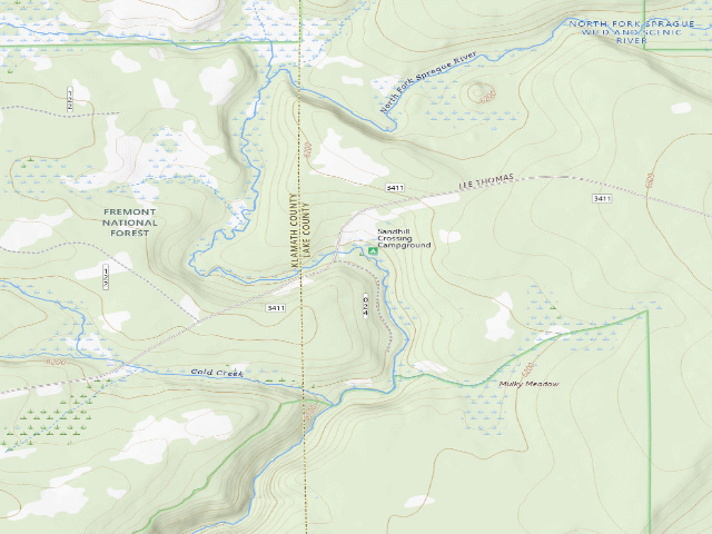 USGS topographic map of Sandhill Crossing Campground