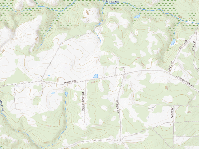 USGS topographic map of Sandhills WMA Primitive Campground #2