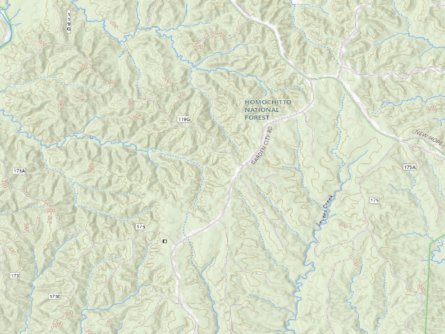 USGS topographic map of Sandy Creek WMA camp site 1