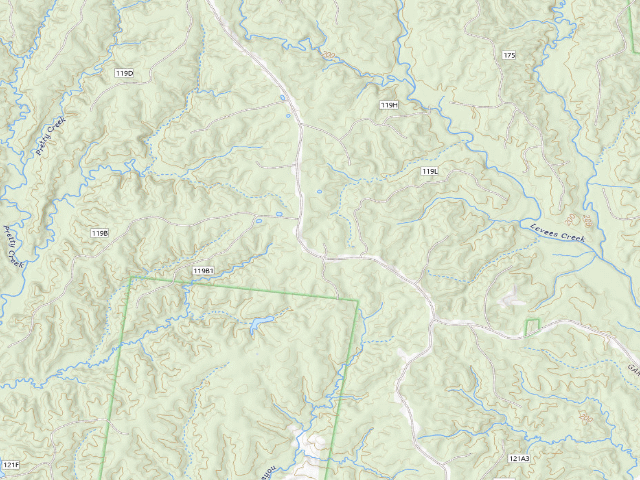 USGS topographic map of Sandy Creek WMA camp site 5