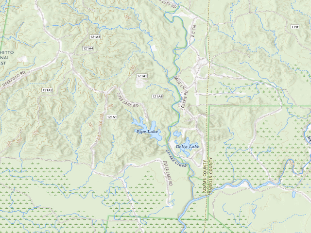 USGS topographic map of Sandy Creek WMA camp site 6