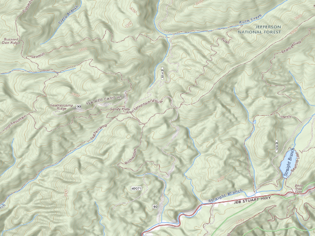 USGS topographic map of Sandy Flats Iron Mountain Camping Area