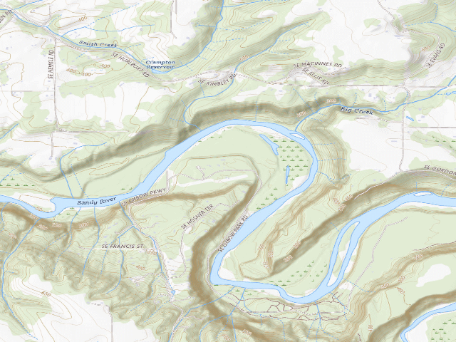 USGS topographic map of Sandy Wild And Scenic River