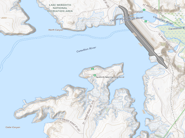 USGS topographic map of Sanford-Yake Campground