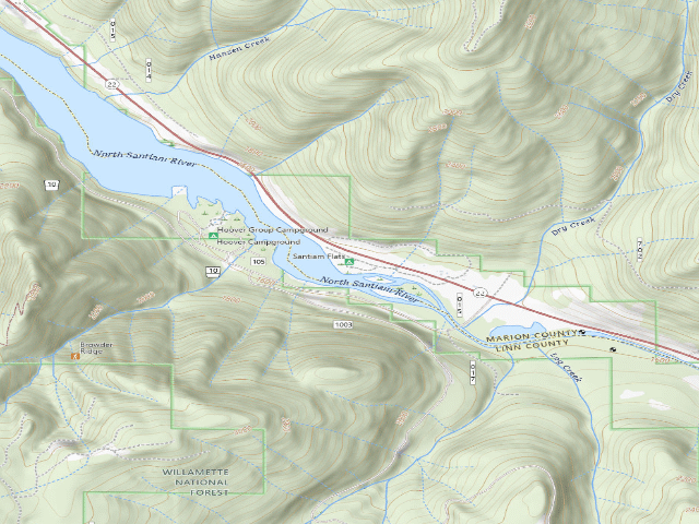 USGS topographic map of Santiam Flats