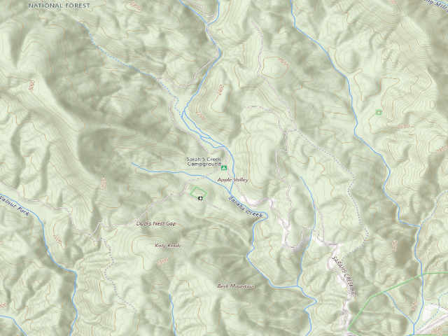 USGS topographic map of Sarah'S Creek Campground