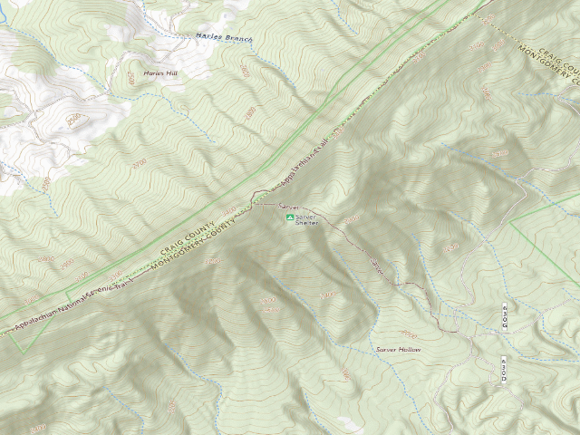 USGS topographic map of Sarver Hollow A.T. Shelter