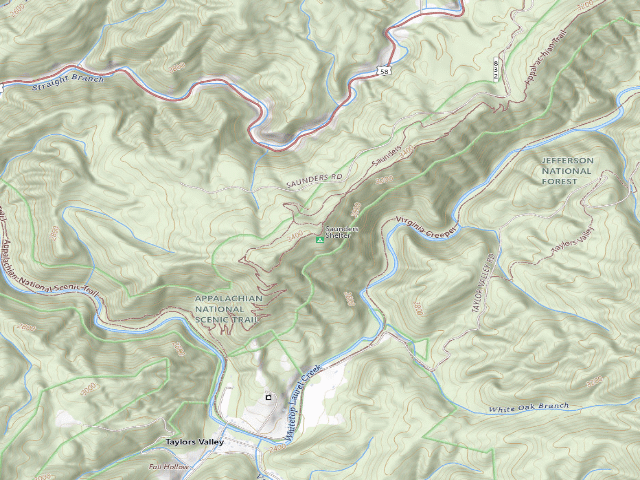 USGS topographic map of Saunders A.T. Shelter