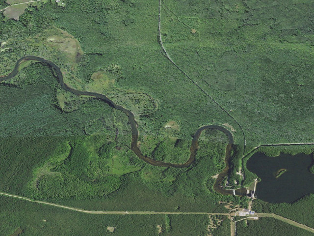Aerial image of Sawdust Hole River Access