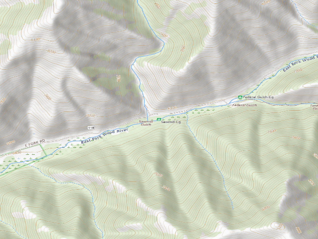 USGS topographic map of Sawmill Cg