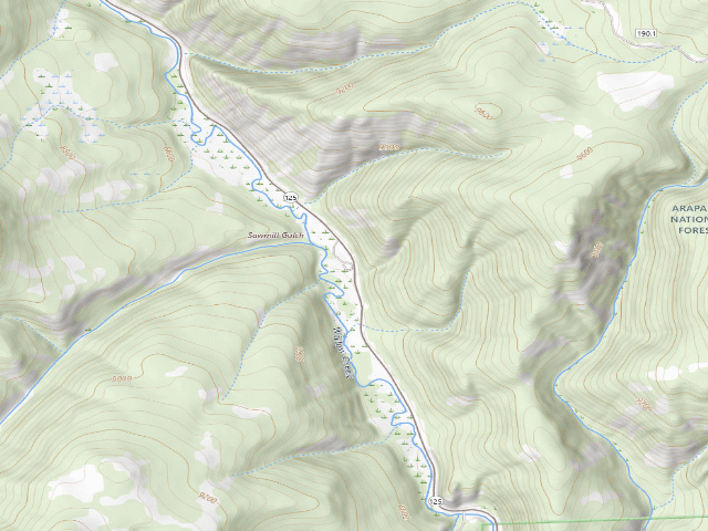 USGS topographic map of Sawmill Gulch