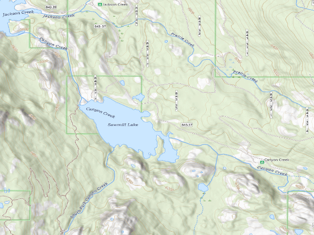USGS topographic map of Sawmill Lake
