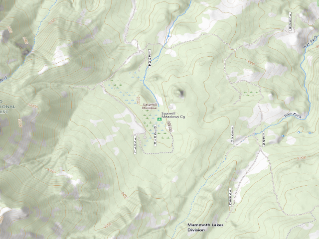 USGS topographic map of Sawmill Meadows Cg