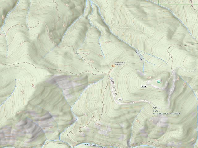 USGS topographic map of Sawtooth Saddle