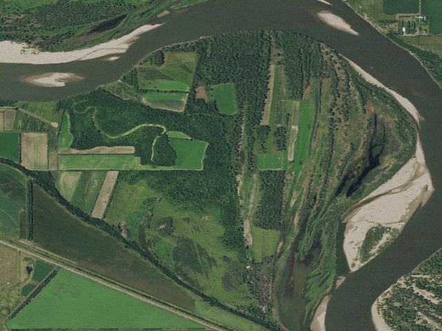 Aerial image of Schmidt Bottoms WMA (Morton County)
