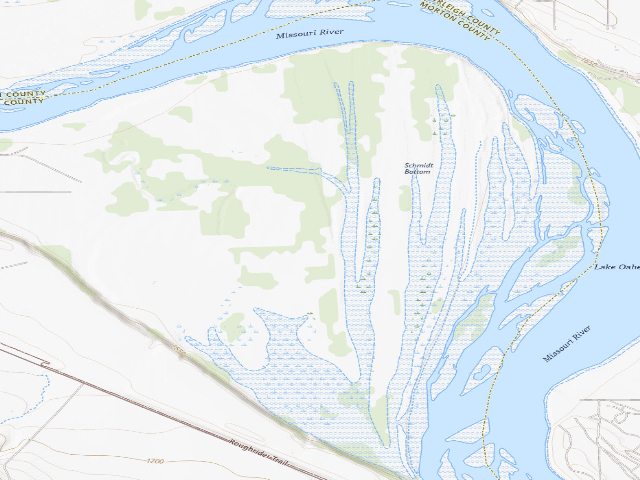USGS topographic map of Schmidt Bottoms WMA (Morton County)