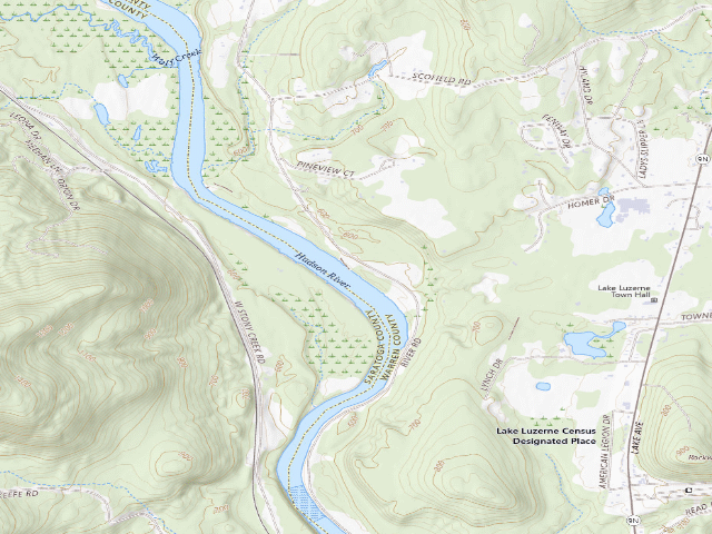 USGS topographic map of Scofield Flats Campsite 1 (Lake George Wild Forest)