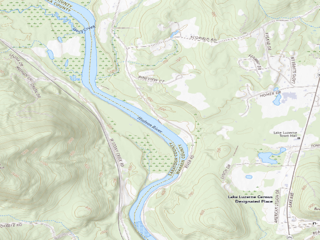 USGS topographic map of Scofield Flats Campsite 2 (Lake George Wild Forest)