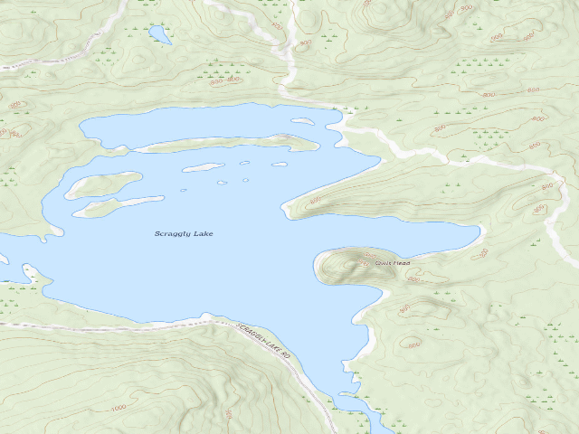 USGS topographic map of Scraggly East (Scraggly Lake Public Land)