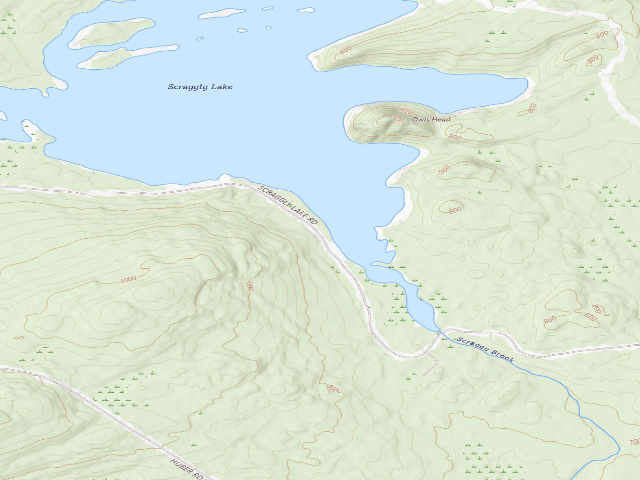 USGS topographic map of Scraggly Woodland (Scraggly Lake Public Land)