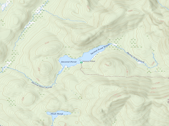 USGS topographic map of Second Pond Campsite (Siamese Ponds Wilderness)