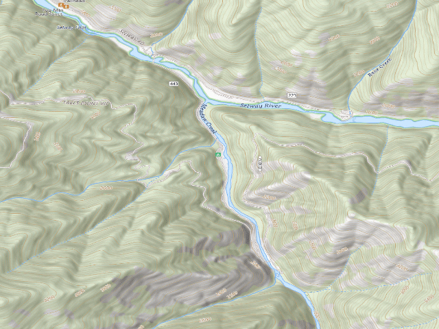 USGS topographic map of Selway Falls Campground