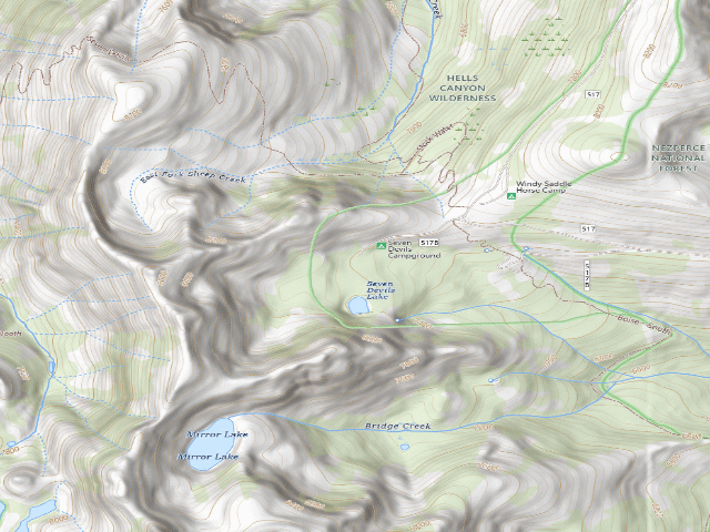 USGS topographic map of Seven Devils Campground