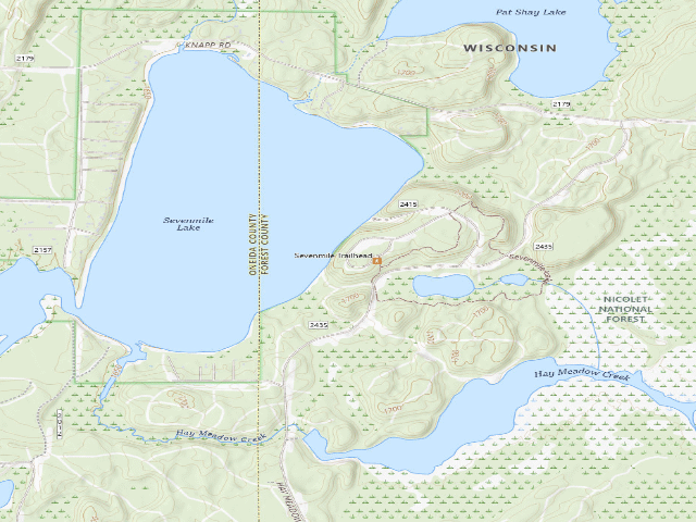 USGS topographic map of Sevenmile Lake