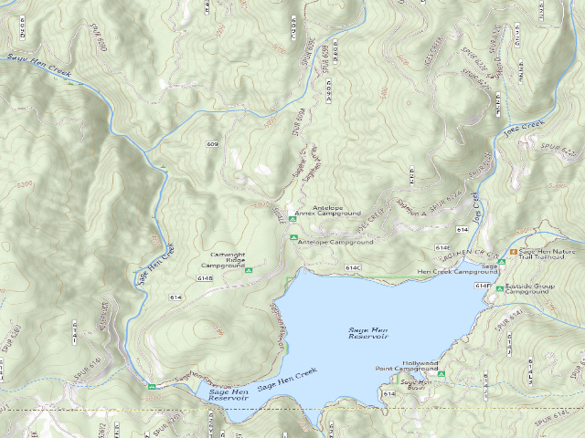 USGS topographic map of Shady Pines Campground