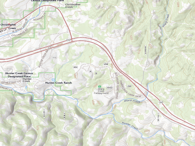 USGS topographic map of Sharp Creek Campground