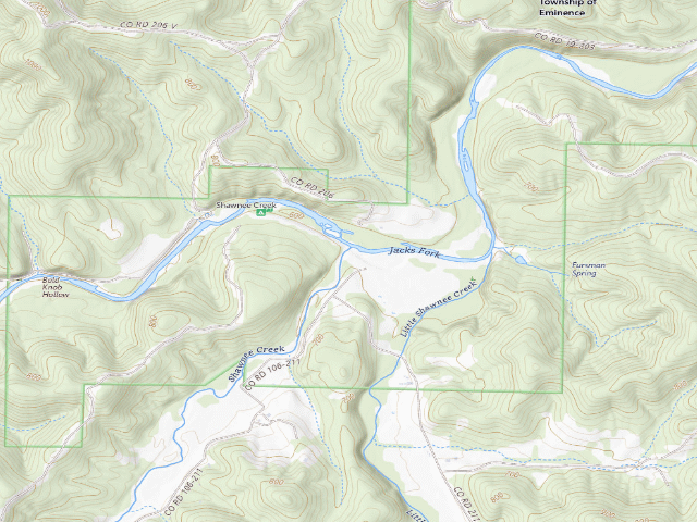 USGS topographic map of Shawnee Creek Campground