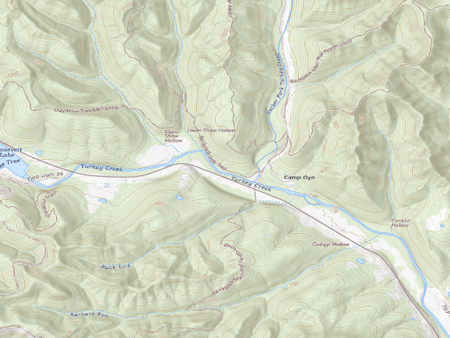 USGS topographic map of Shawnee State Forest Backpack Trail - Camp 3